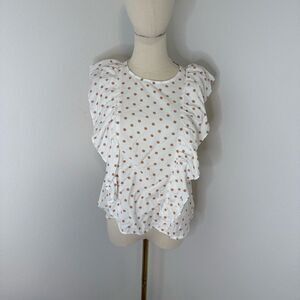 [NAF NAF] Polka Dot Blouse with Ruffle Sleeves - Size Small